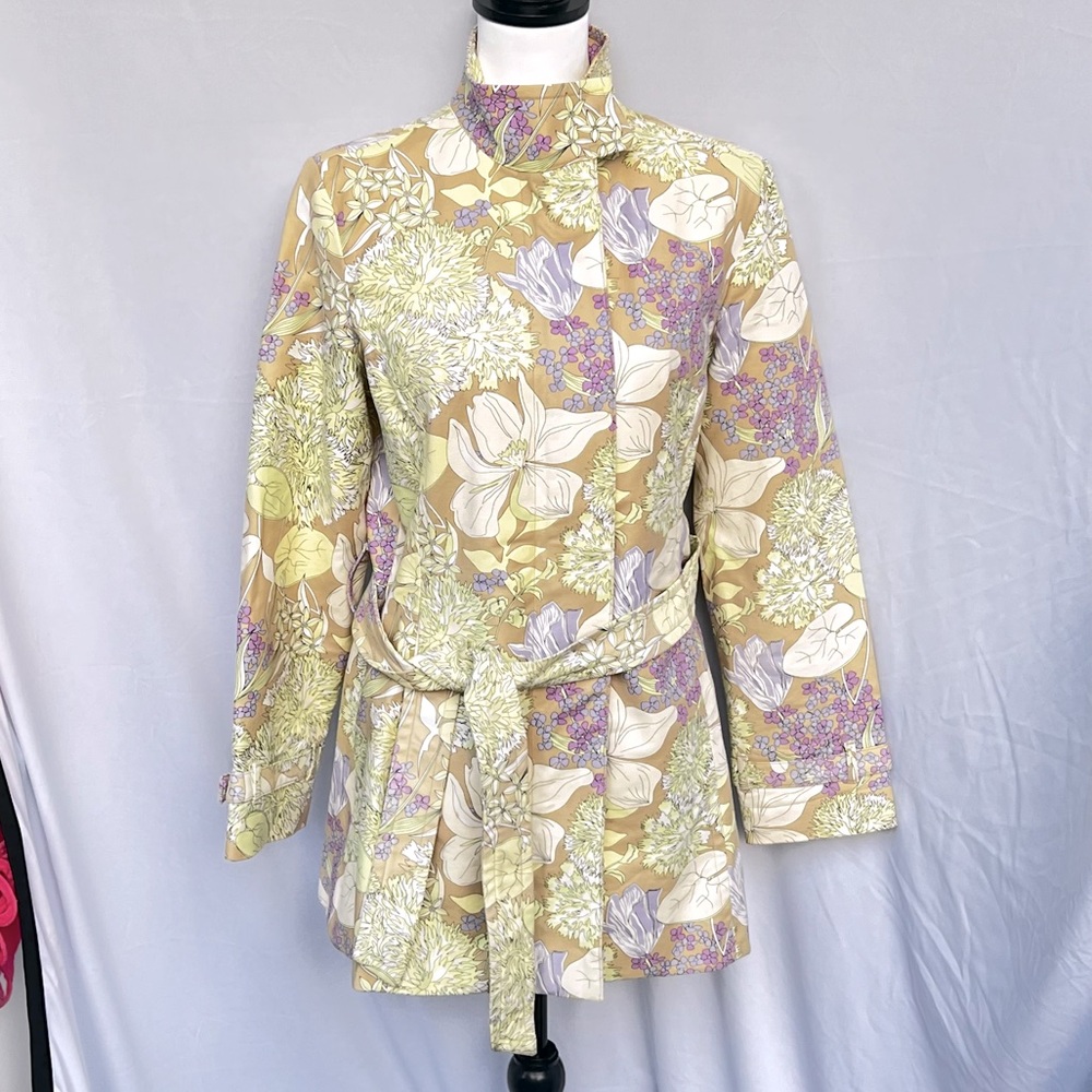 Mossimo Ladies Zip Up Y2K Vintage Floral Trench Coat Women’s Small